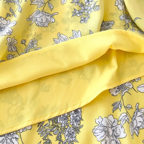 Gianni Bini NWT XS Yellow Floral Asymmetrical Skirt Boho Spring Ruffle Midi - Picture 9 of 10